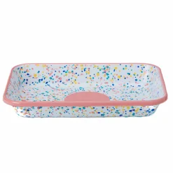 Hot Pink Dot Enamel Roasting & Serving Dish Baking Supplies & Equipment