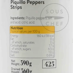 Outlet Piquillo Pepper Strips, 390g Ingredients Brands|Spanish Ingredients