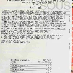 Sale Plant Based Spicy Hot Pot Soup Base, 750g Ingredients Brands|Stock & Bouillon