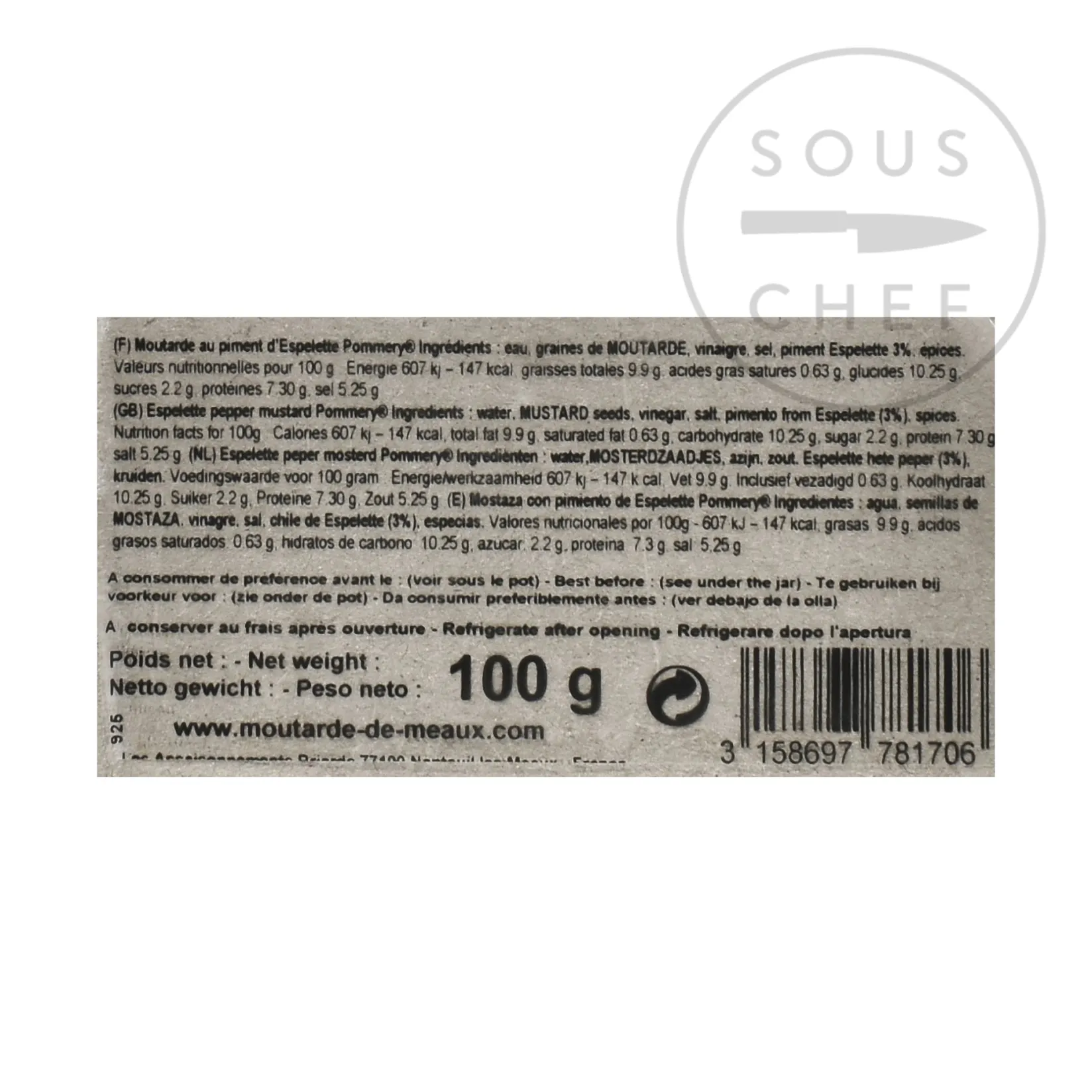 Best Espelette Pepper Mustard, 100g Ingredients Brands|French Ingredients