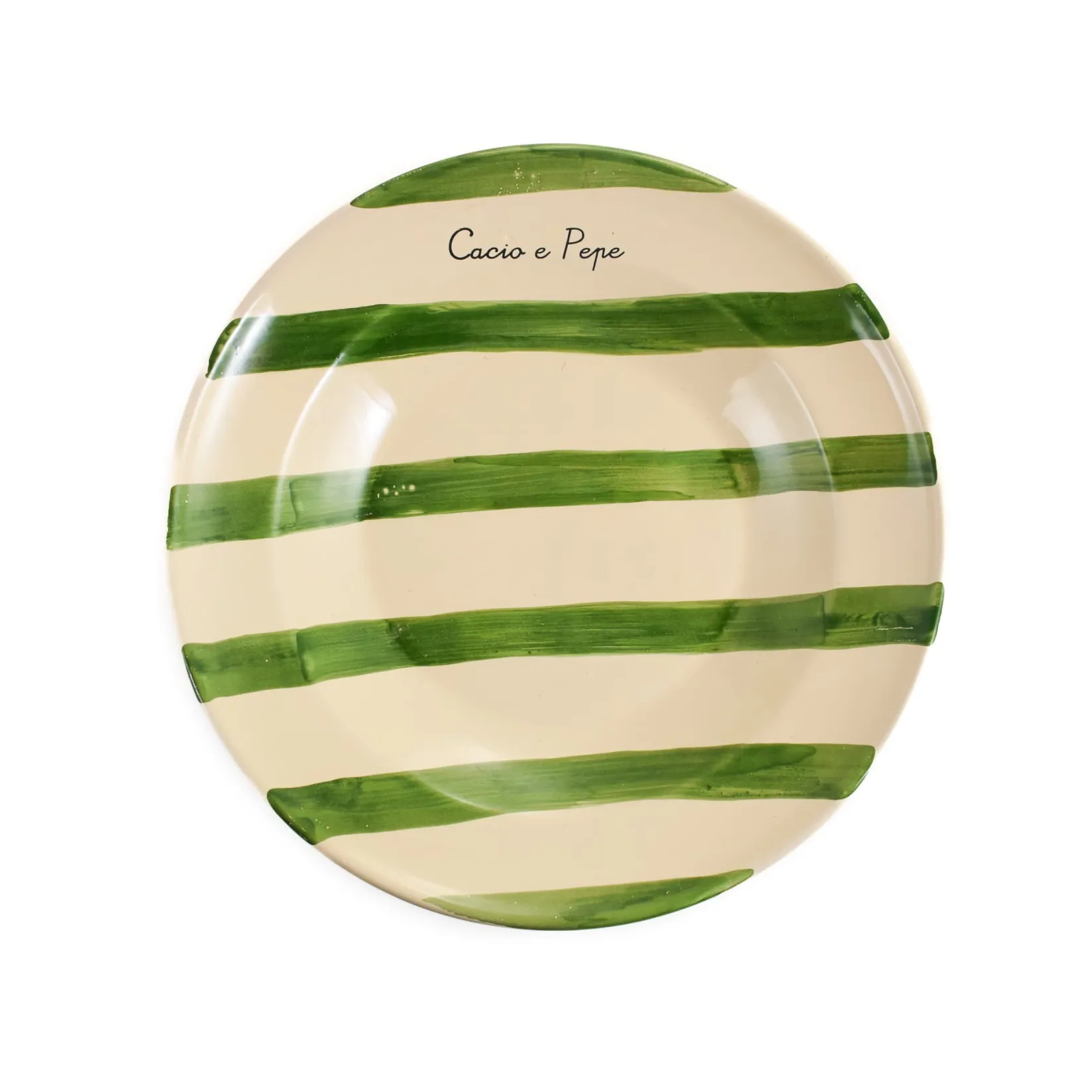 Online Puglia "Cacio E Pepe" Green Stripe Pasta Bowl, 29cm Crockery & Dinnerware|Bowls