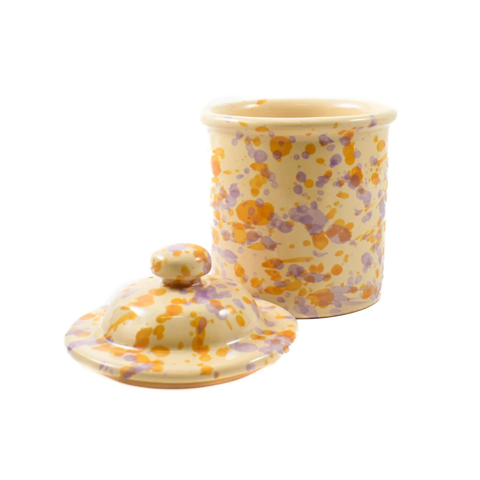 New Puglia Lilac and Yellow Splatter Storage Jar, 15cm Tableware Brands