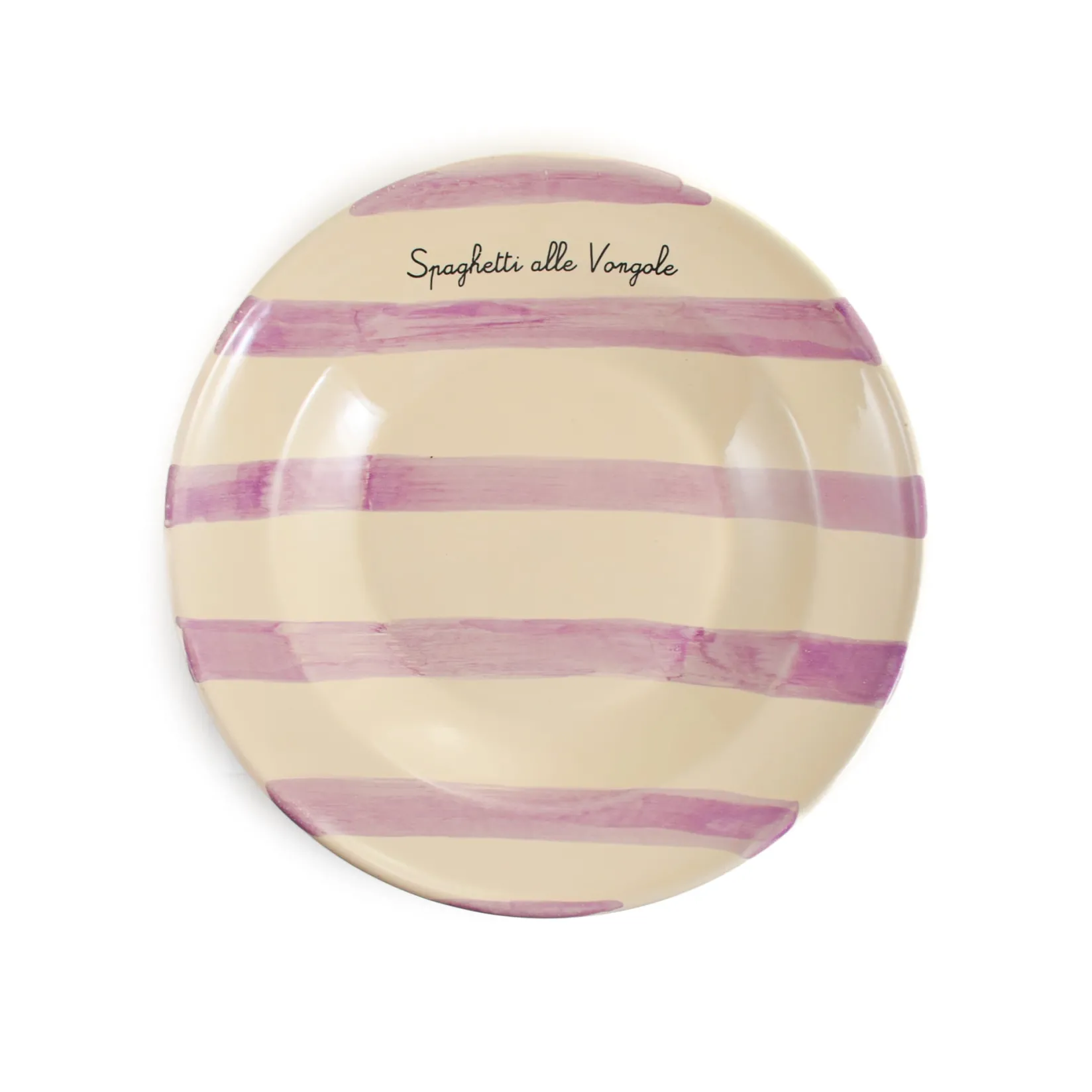 Online Puglia "Spaghetti Alle Vongole" Lilac Stripe Pasta Bowl, 29cm Tableware Brands