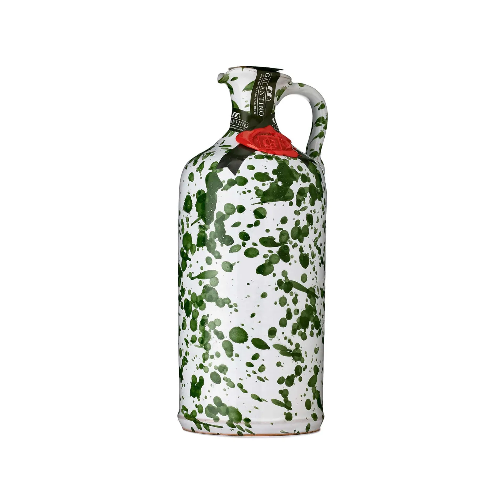 Puglian Extra Virgin Olive Oil in Green Splatter Ceramic Bottle, 500ml Italian Ingredients|Oil, Vinegar & Dressings