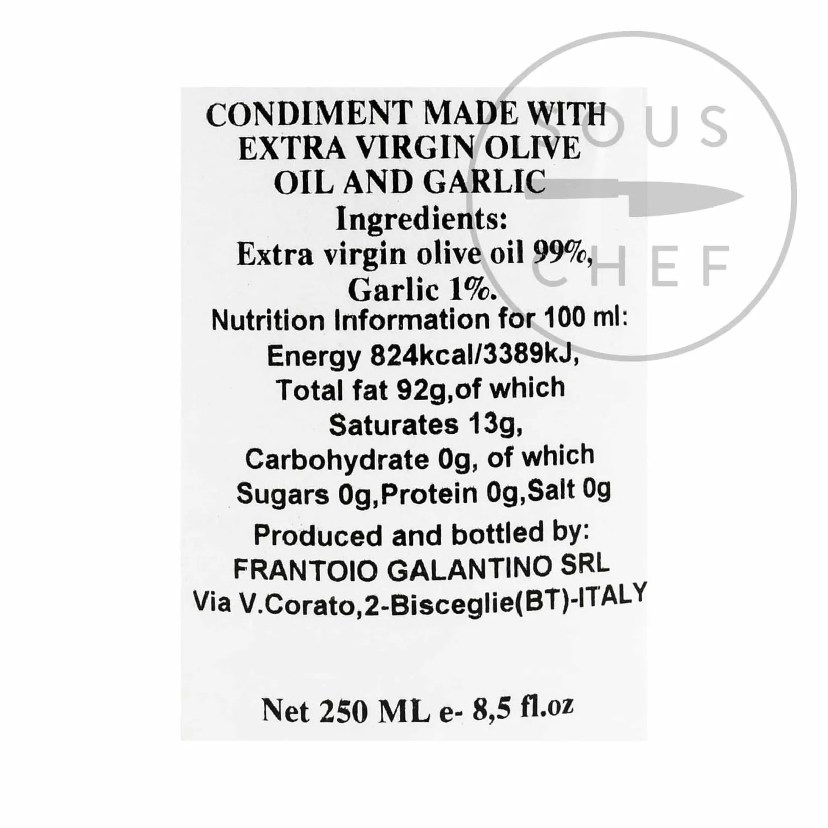 Puglian Olive Oil with Garlic in Terracotta Bottle, 250ml Ingredients Brands|Italian Ingredients