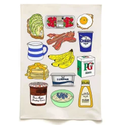 Online Breakfast Organic Cotton Tea Towel Kitchen Textiles & Clothing