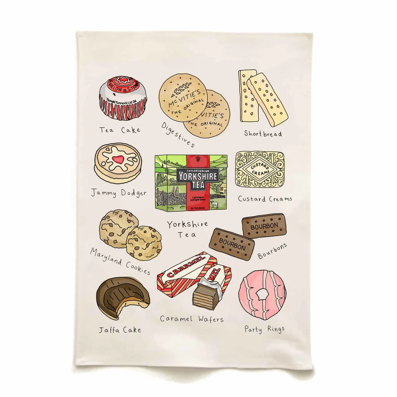 Clearance Tea & Biscuits Organic Cotton Tea Towel Kitchen Textiles & Clothing
