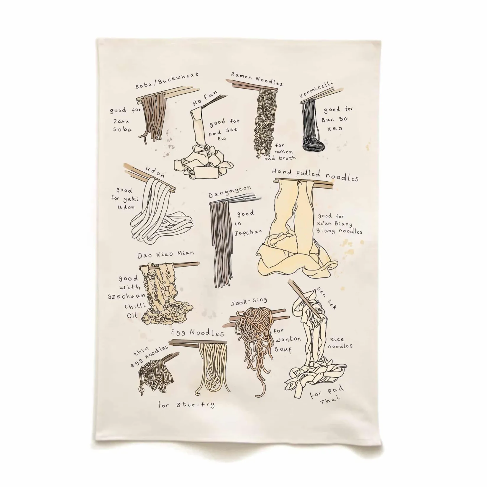 Sale Types of Noodles Organic Cotton Tea Towel Kitchen Textiles & Clothing