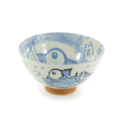 Clearance Rice Bowl With Blue Fish, 12cm Japanese Ingredients|Japanese Tableware