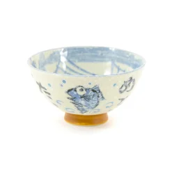 Clearance Rice Bowl With Blue Fish, 12cm Japanese Ingredients|Japanese Tableware