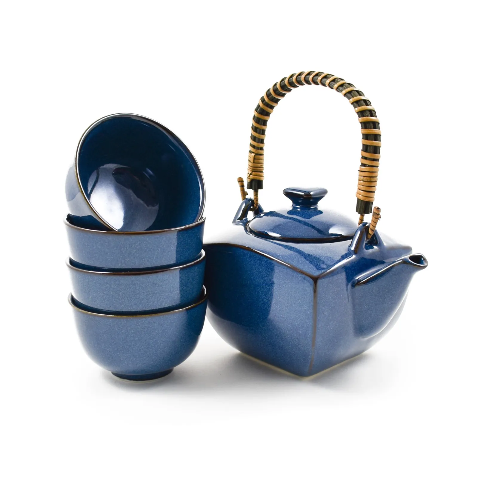 Hot Rich Blue Japanese Tea Set for Four Japanese Ingredients|Japanese Tableware