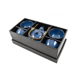 Hot Rich Blue Japanese Tea Set for Four Japanese Ingredients|Japanese Tableware