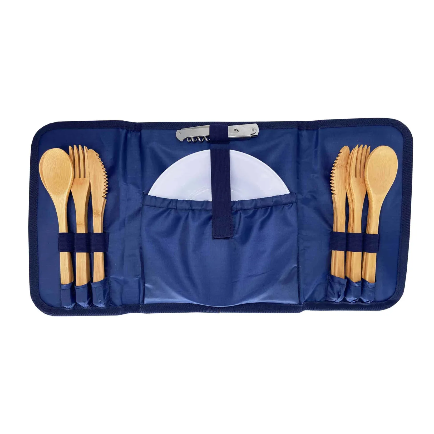 Best Sac de Plage Riviera Blue Stripe Picnic Tote, 4 Person Picnicware|Disposable Tableware