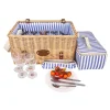 New Saint-Malo Blue Striped Picnic Basket with Table, 4 Person Picnicware|Disposable Tableware