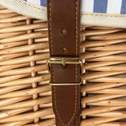 New Saint-Malo Blue Striped Picnic Basket with Table, 4 Person Picnicware|Disposable Tableware