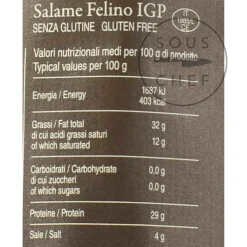 Salami Felino IGP Riserva, 290g Ingredients Brands|Italian Ingredients