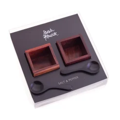 Outlet Rosewood Salt & Pepper Pots with Black Horn Spoons Cutlery|Tableware Brands