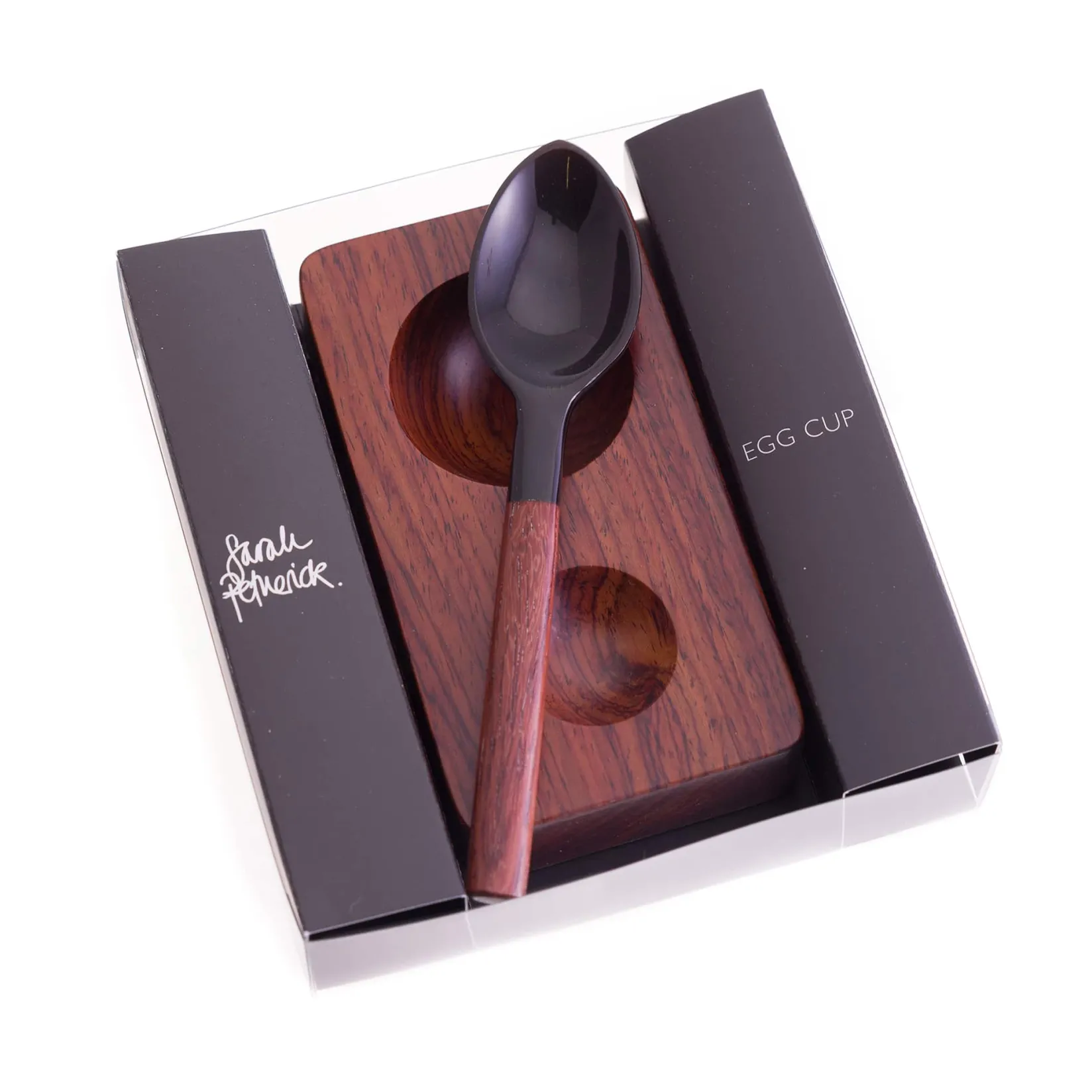 Outlet Rosewood Egg Cup with Black Horn Egg Spoon Cutlery|Tableware Brands