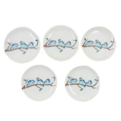 Online Porcelain Birds on Branch Garnish Plates, Set of 5, 5.5cm Japanese Ingredients|Plates