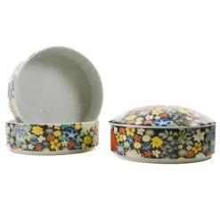 New Porcelain Black Floral Motif Sweets Container, 3 Compartments Tableware Brands|Japanese Ingredients