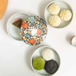 New Porcelain Black Floral Motif Sweets Container, 3 Compartments Tableware Brands|Japanese Ingredients