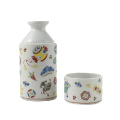 Hot Porcelain Patterned Sake Jug and Cup Tableware Brands|Japanese Ingredients