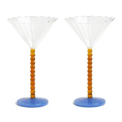 Hot Set of 2 Amber Bubble Stem Martini Glasses, 150ml Tableware Brands|Cocktail Making & Barware