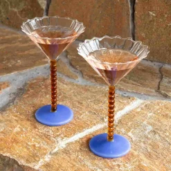 Hot Set of 2 Amber Bubble Stem Martini Glasses, 150ml Tableware Brands|Cocktail Making & Barware