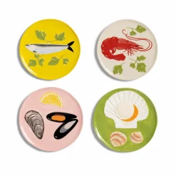 Online Set of 4 Assorted Seafood Side Plates, 16cm Plates|Crockery & Dinnerware