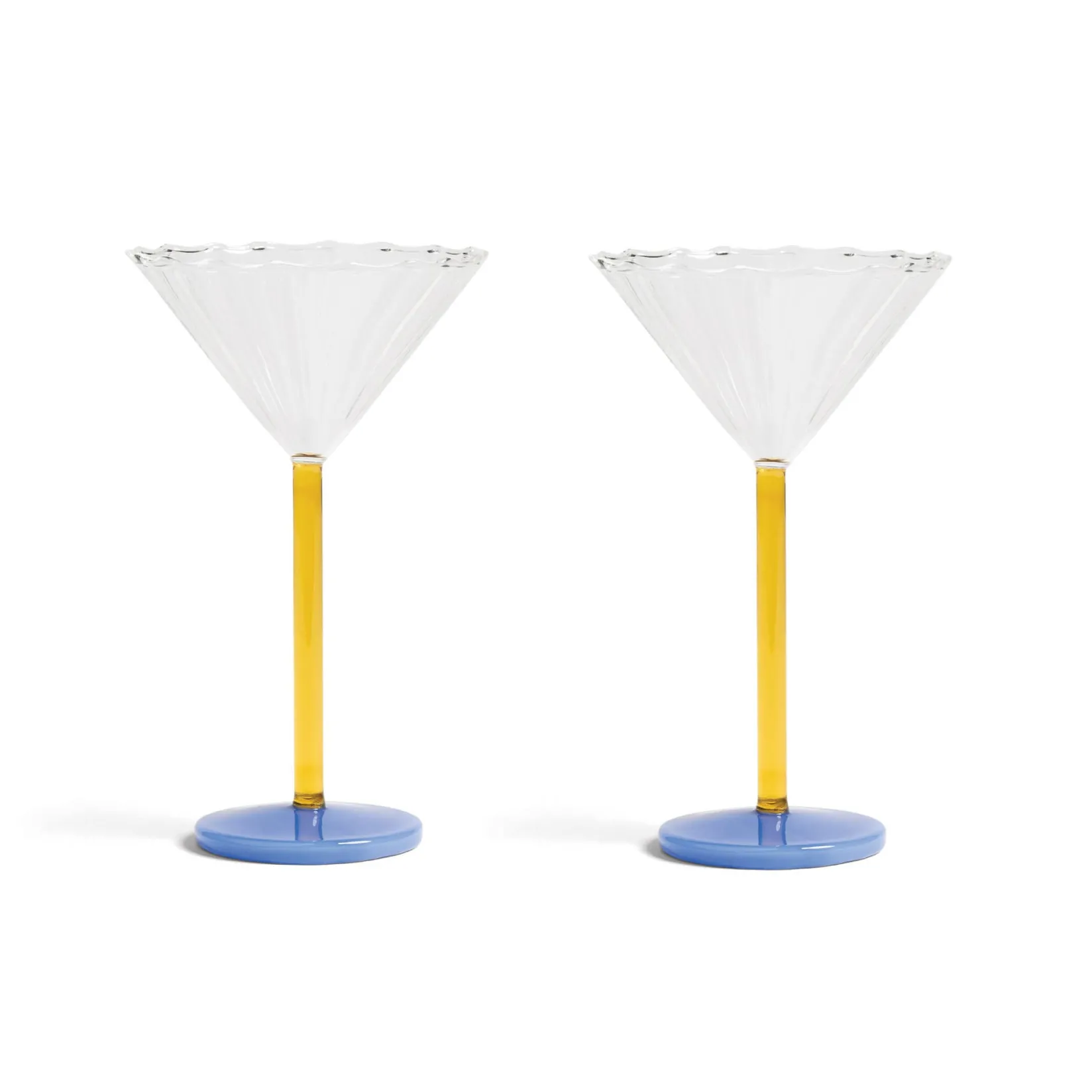 Online Set of 2 Blue & Yellow Stem Martini Glasses Tableware Brands|Table Setting