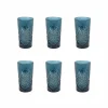 New Set of 6 Blue Hobstar Highball Glasses, 350ml Tableware Brands|Cocktail Making & Barware