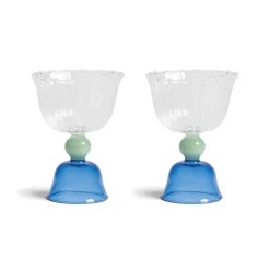 Outlet Set of 2 Blue Tulip Coupe Glasses Table Setting|Drinking Glasses