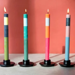 Clearance Set of 6 Colourblock Dinner Candles -Multicolour abstract Table Setting|Tableware Brands
