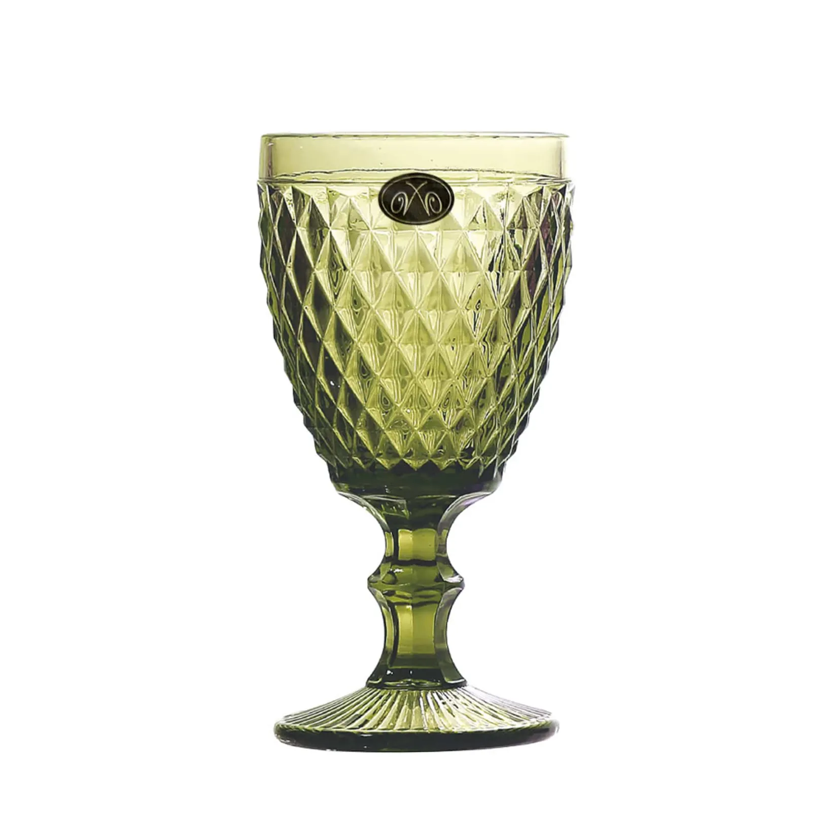 Discount Set of 6 Green Diamond Wine Glasses, 350ml Tableware Brands