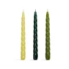 Best Set of 3 Green Twisted Candles Table Setting|Tableware Brands