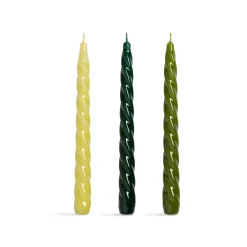 Best Set of 3 Green Twisted Candles Table Setting|Tableware Brands