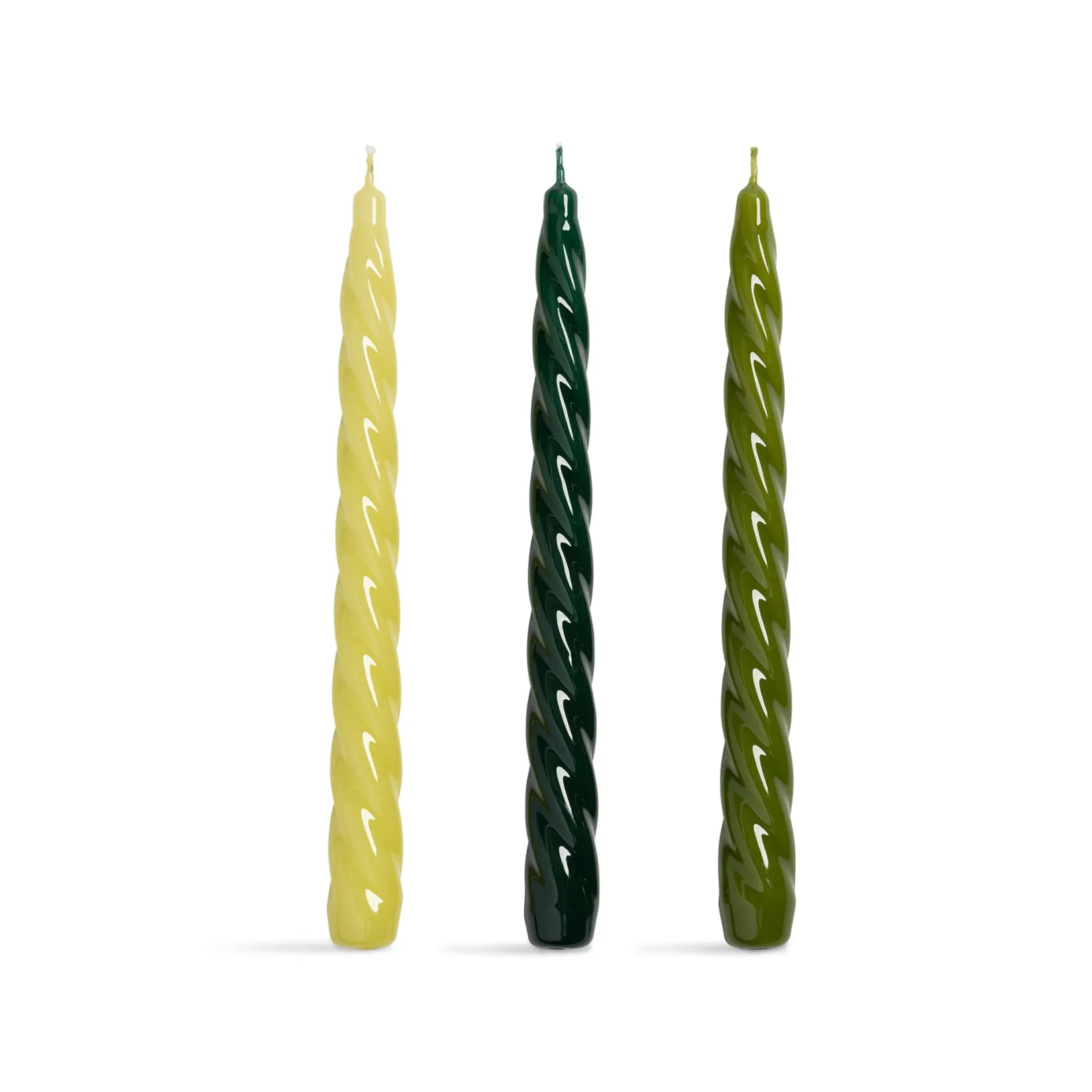 Best Set of 3 Green Twisted Candles Table Setting|Tableware Brands