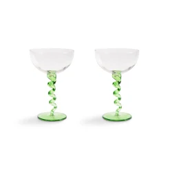 Online Set of 2 Green Twisted Coupe Glasses, 300ml Tableware Brands|Cocktail Making & Barware