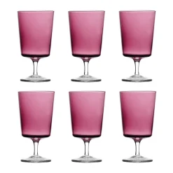 Discount Set of 6 Violet Stemmed Wine Glass Table Setting|Drinking Glasses