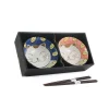 New Set of 2 Lucky Cat Rice Bowls with Chopsticks Crockery & Dinnerware|Bowls