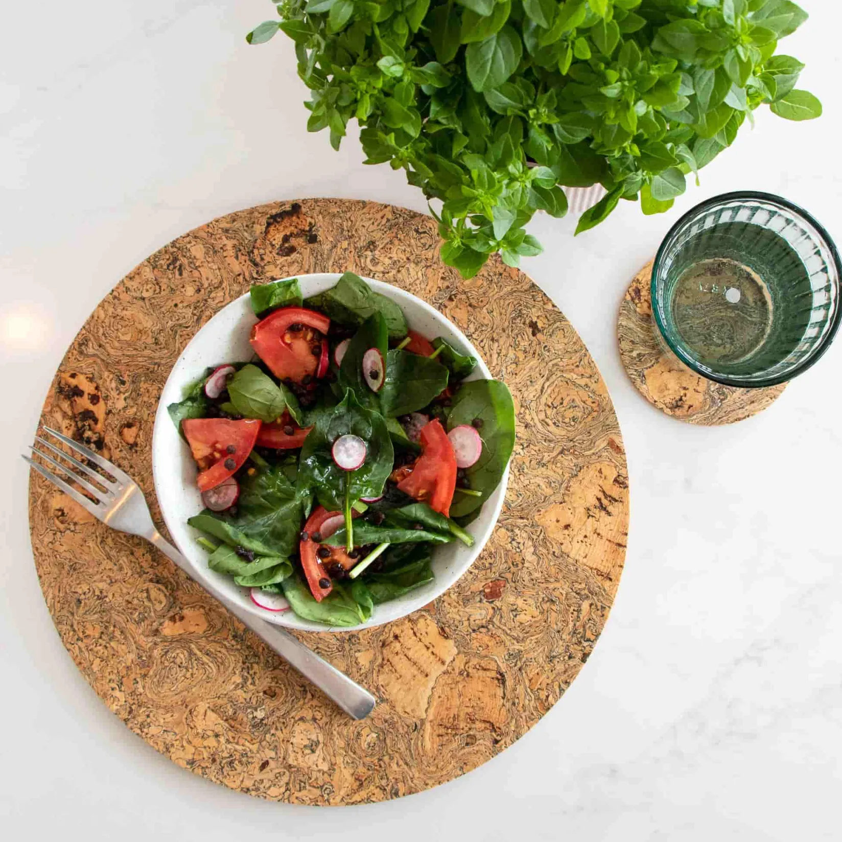 Best Set of 4 Marbled Cork Round Placemats, 30cm Tableware Brands