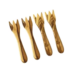 Set of 4 Olive Wood Snacking Forks Cutlery|Tableware Brands