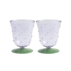 Outlet Set of 2 Purple Dotted Water Glasses, 200ml Tableware Brands