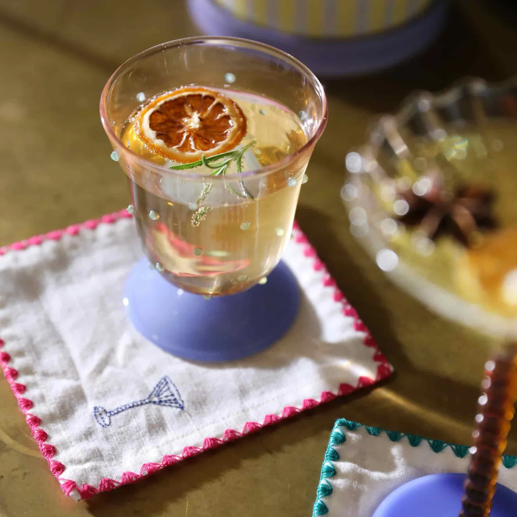 Outlet Set of 2 Purple Dotted Water Glasses, 200ml Tableware Brands