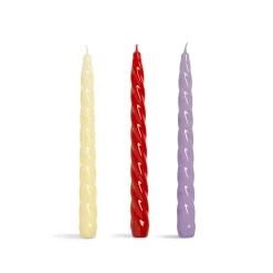 Set of 3 Red and Purple Twisted Candles Table Setting|Tableware Brands