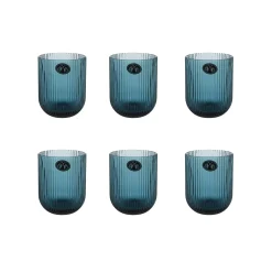 Sale Set of 6 Ribbed Blue Tumblers, 270ml Tableware Brands