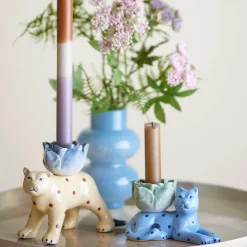 Discount Set of 2 Rory Blue Stoneware Candle Holder Tableware Brands|Table Setting