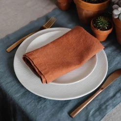 Best Set of 2 Rust Linen Napkins Table Setting|Kitchen Textiles & Clothing