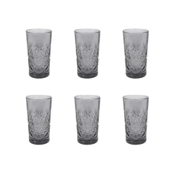 Online Set of 6 Smoke Hobstar Highball Glasses, 350ml Tableware Brands|Cocktail Making & Barware