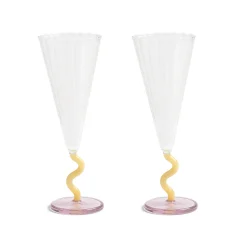 New Set of 2 Yellow Stem Champagne Flutes, 180ml Tableware Brands